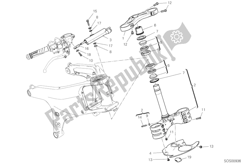 Alle onderdelen voor de Stuurinrichting van de Ducati Superbike Panigale V4 S Thailand 1100 2019